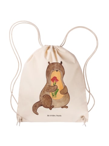 Mr. & Mrs. Panda Sportbeutel Otter Blumenstrauß ohne Spruch in Creme