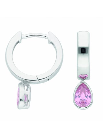 Adeliás Damen 925 Silber Ohrringe / Creolen mit Zirkonia Ø 14,7 mm in bunt