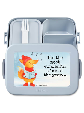 Mr. & Mrs. Panda Bento Box Fuchs Sänger Design mit Spruch in Blau Pastell