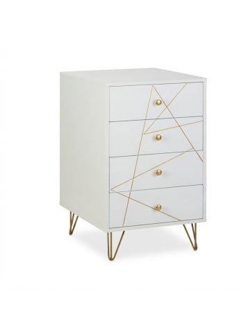 relaxdays Kommode in Weiß/ Gold - (B)48 x (H)86 x (T)39 cm