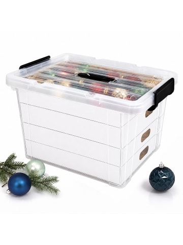 relaxdays Weihnachtskugel Aufbewahrungsbox in Transparent - (B)51 x (H)32,5 x (T)38,5 cm