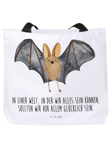 Mr. & Mrs. Panda Strandtasche Fledermaus Flügel mit Spruch in Weiß