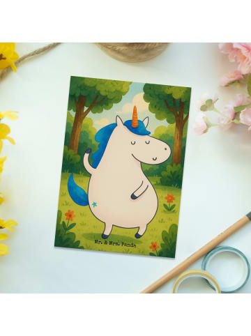 Mr. & Mrs. Panda Postkarte Einhorn Mann Design ohne Spruch in Weiß