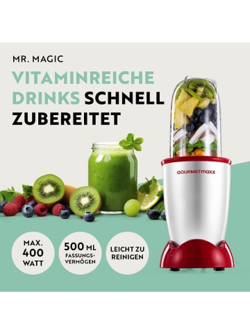 Gourmet Maxx Mixer Mr. Magic 10-tlg. 400W silber/rot inkl. Zubehör-Set L rot rot