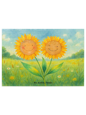 Mr. & Mrs. Panda Puzzle Blume Sonnenblume Design ohne Spruch in Weiß