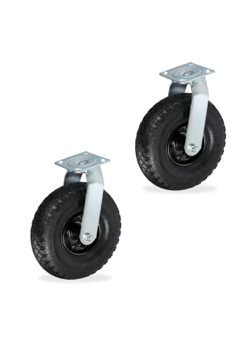 relaxdays 2 x Lenkrolle in Schwarz - 3.00-4