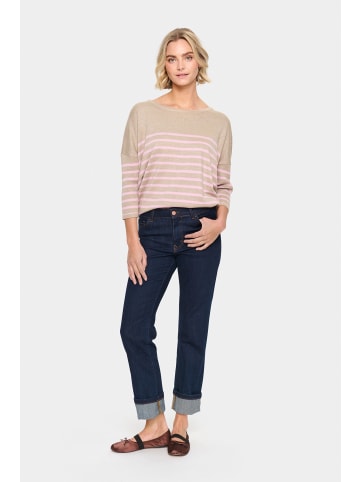 SAINT TROPEZ Strickpullover MilaSZ Oversize fit in Plaza Taupe Pink Stripe