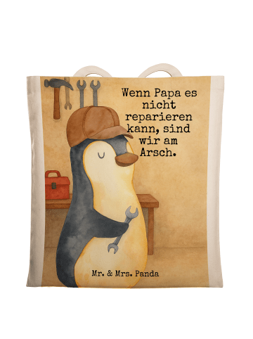 Mr. & Mrs. Panda Umhängetasche Wenn Papa es nicht reparieren kan... in Weiß
