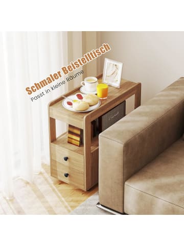 COSTWAY Druckertisch mit Rollen in Braun