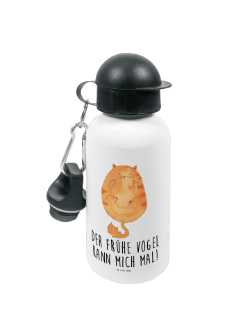 Mr. & Mrs. Panda Kindertrinkflasche Katze Frühaufsteher mit Spruch in Weiß
