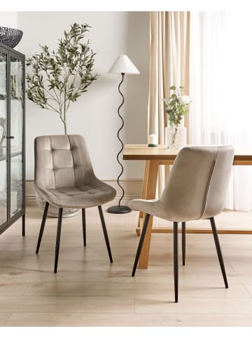 Beliani 2er-Set Esszimmerstuhl MELROSE in Beige/Schwarz