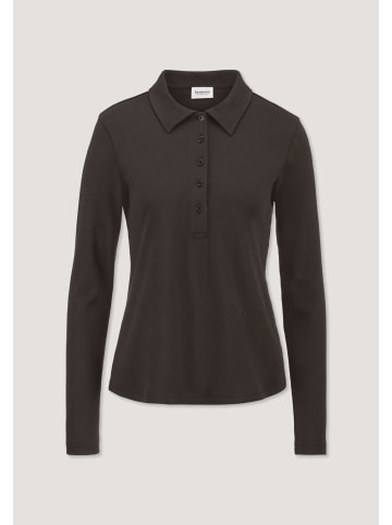 Hessnatur Hessnatur Longsleeve Polo Slim aus reiner Bio-Baumwolle in kakao braun