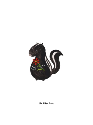 Mr. & Mrs. Panda Trinkflasche Stinktier Blume ohne Spruch in Weiß