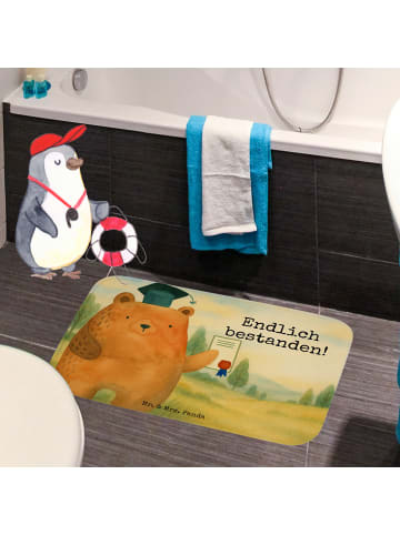 Mr. & Mrs. Panda Badteppich Bär Prüfung Design mit Spruch in Weiß