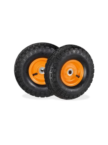 relaxdays 2 x Sackkarrenrad in Schwarz/ Orange - 4.10 3.50-4