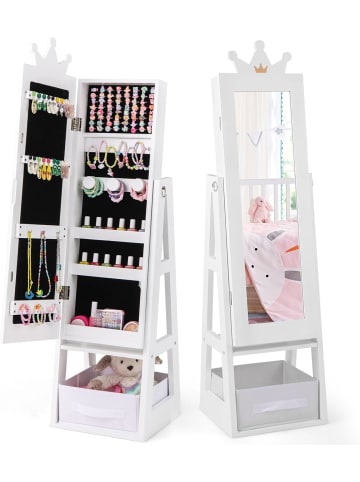 COSTWAY Kinder Schmuckschrank in Weiß