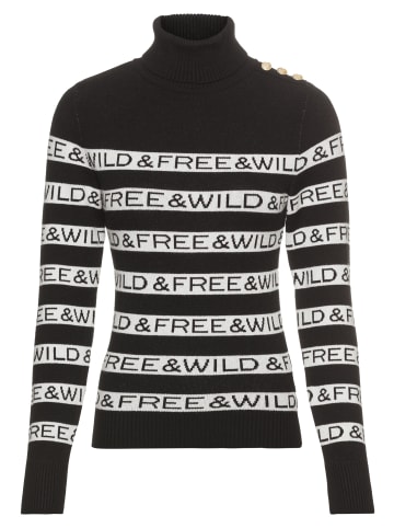 Laura Scott Rollkragenpullover in schwarz-wollweiß