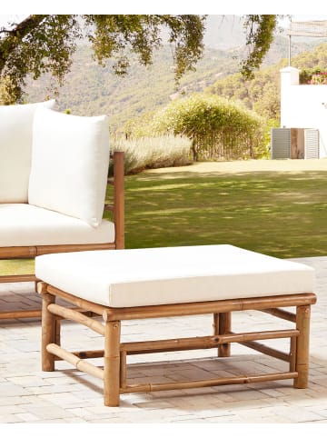 Beliani Hocker CERRETO in Weiß/Braun - (W) 55 x (H) 39 x (L) 64 cm