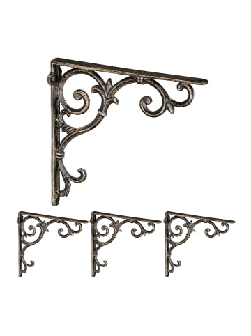 relaxdays 4 x Regalwinkel in Bronze