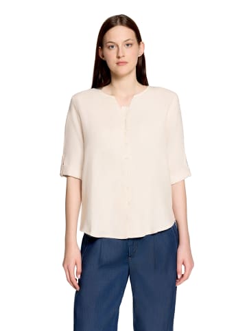 CARTOON Leinenbluse mit V-Ausschnitt in Oat Milk