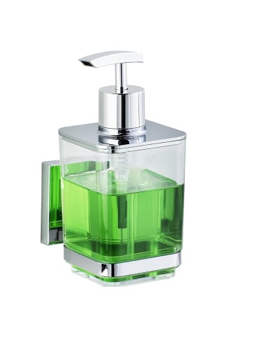 Wenko Vacuum-Loc Seifenspender Quadro Edelstahl in Silbern, 10 x 16 cm