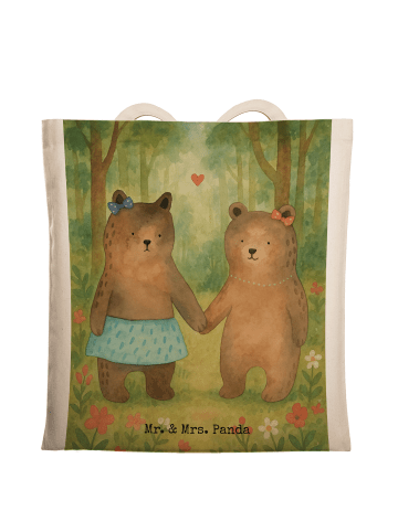 Mr. & Mrs. Panda Tote Bag Bär Freundin Design ohne Spruch in Weiß