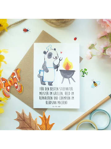 Mr. & Mrs. Panda Grußkarte Bester Stiefvater mit Spruch in Weiß