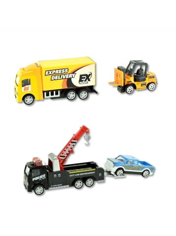 Toi-Toys Abschleppwagen mit Auto und  LKW mit Gabelstapler aus Metal 3 Jahre