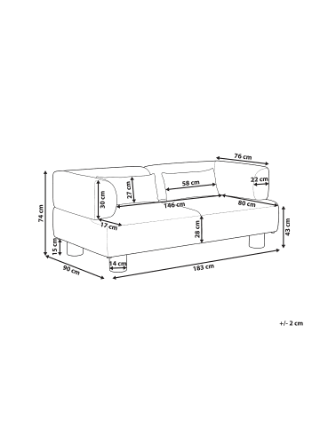 Beliani 3-tlg 2-Sitzer Sofa MOVIK in Beige/Braun