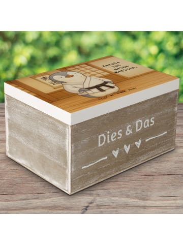 Mr. & Mrs. Panda Box Pinguin Karate Design mit Spruch in Weiß