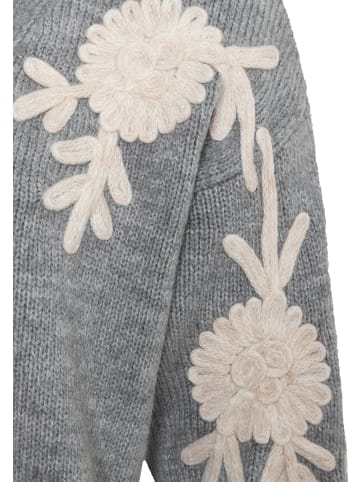 More & More cosy, bestickte Strickjacke in silvergrey melange