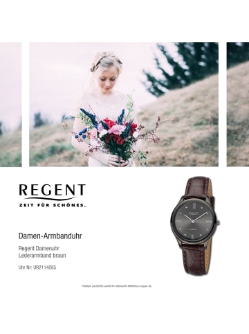 Regent Armbanduhr-Analog braun mittel (ca. 33mm) Regent Lederarmband