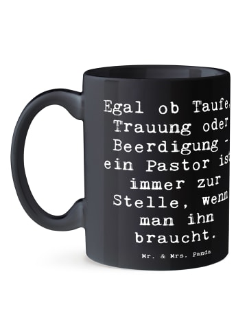 Mr. & Mrs. Panda Teetasse Spruch Pastor Begleiter mit Spruch in Schwarz