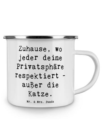 Mr. & Mrs. Panda Becher Emaille Spruch Geborgenheit im Zuhause m... in Weiß