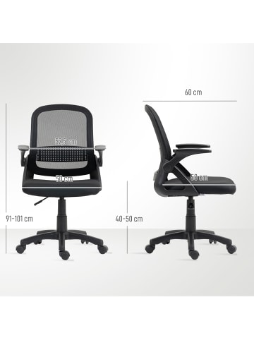 HOMCOM Bürostuhl-60L x 57,5B x 91-101H cm-Schwarz