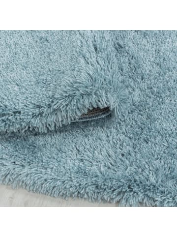 KADIMA DESIGN Teppich Hochflor Shaggy Waschbar Einfarbig SALZACH Strapazierfähig in Blau