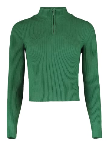 Hailys Dünner Feinstrick Pullover Half-Zip Stehkragen Sweater FLORA in Grün