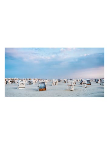 WALLART Leinwandbild - Strandkörbe an der Nordsee in Blau