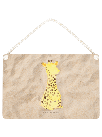 Mr. & Mrs. Panda Schild Giraffe Zufrieden ohne Spruch in Sandig