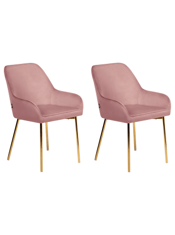 Beliani 2er-Set Esszimmerstuhl LOVERNA in Rosa/Gold