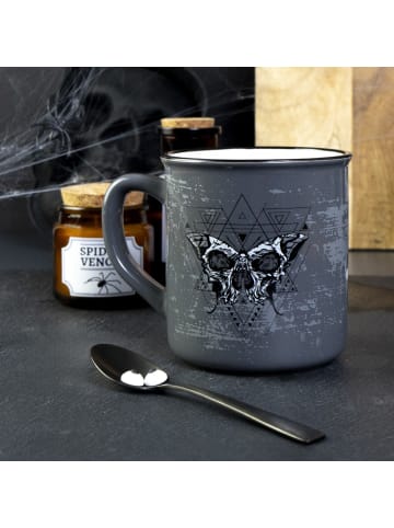 Geda Labels Tasse Skull mystic Emaille-Optik in Grau - 400 ml