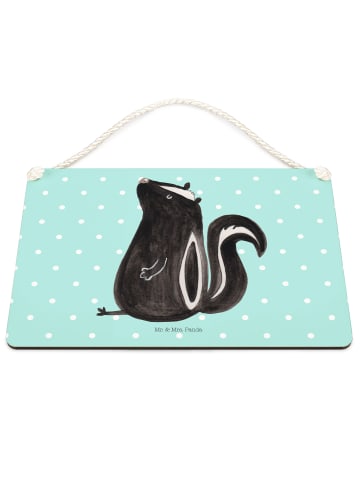 Mr. & Mrs. Panda Schild Stinktier Sitzen ohne Spruch in Türkis Pastell