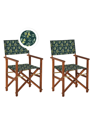 Beliani 2er-Set Gartenstuhl CINE in Grün/Braun