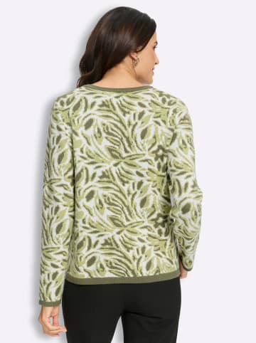 WITT WEIDEN Jacquard-Strickjacke in khaki-ecru-gemustert