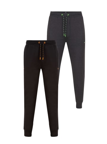 Threadbare Sweathose (2er-Pack) Trifoliate in Black - Charcoal Marl