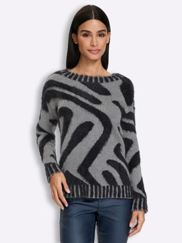 Heine Pullover in steingrau-schwarz-gemustert