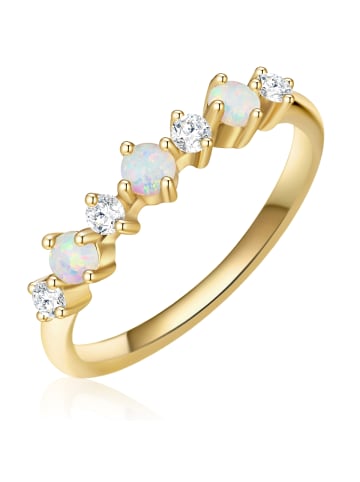 Glanzstücke München Ring Sterling Silber gelbgold Opal (synth.) Zirkonia weiß in gelbgold