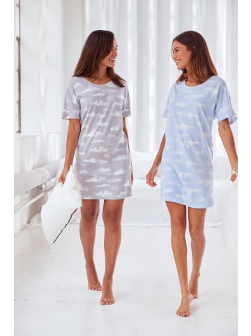 Vivance Active Sleepshirt in hellblau-weiß-gemustert