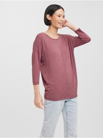 Vero Moda Einfarbiges 3/4 Arm Shirt Rundhals Langarm Top Oberteil VMCARLA in Braun