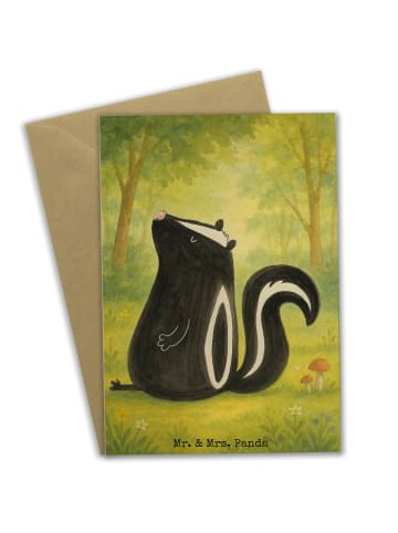 Mr. & Mrs. Panda Klappkarte Stinktier Sitzen Design ohne Spruch in Weiß